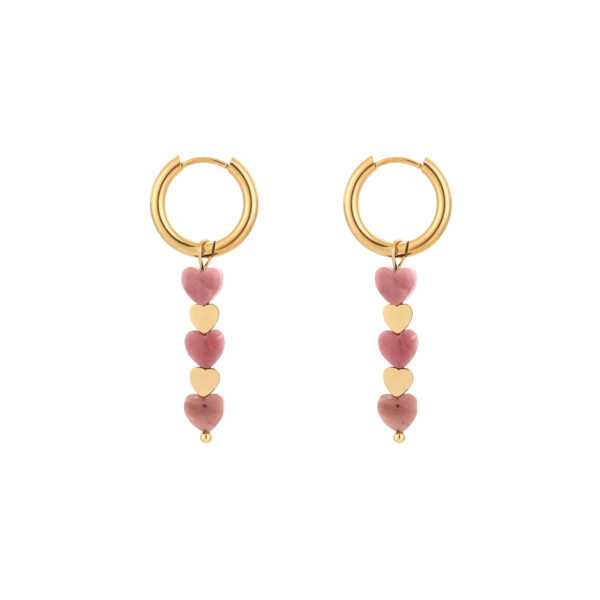 Earrings 'Triple pink hearts'