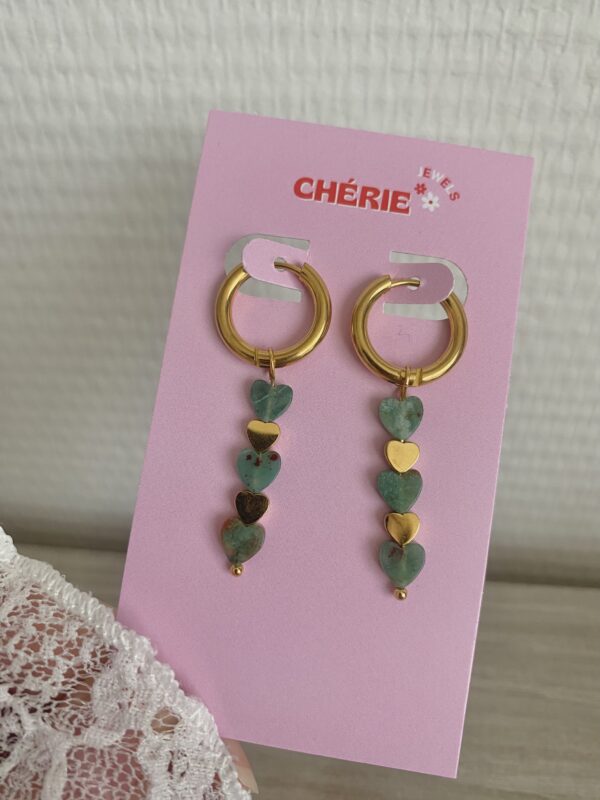 Earrings' Triple green hearts'