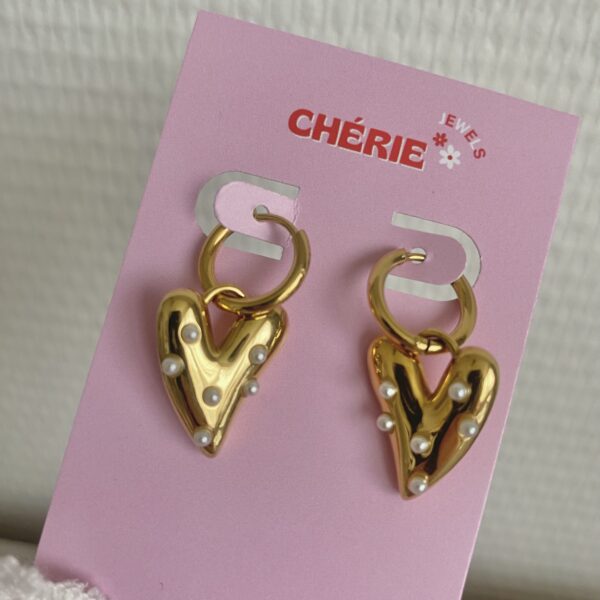 Earrings 'Heart with pearl mini'