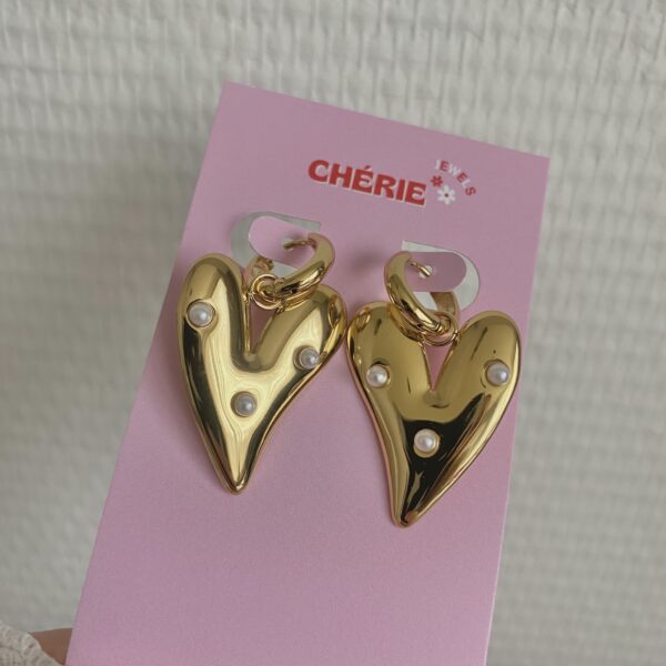 Earrings 'Heart with pearl'