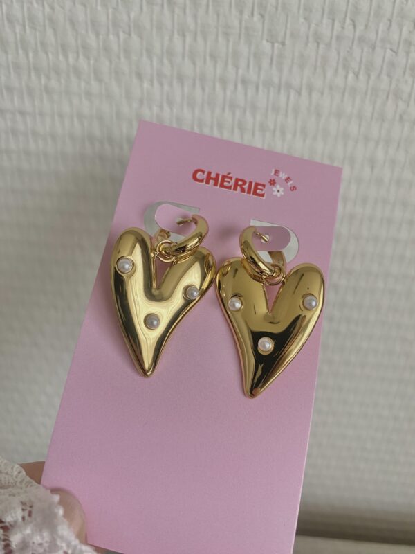 Earrings 'Heart with pearl'