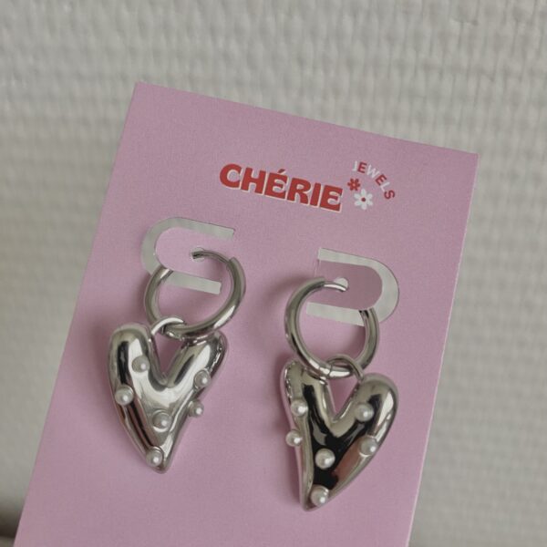 Earrings 'Heart with pearl mini'