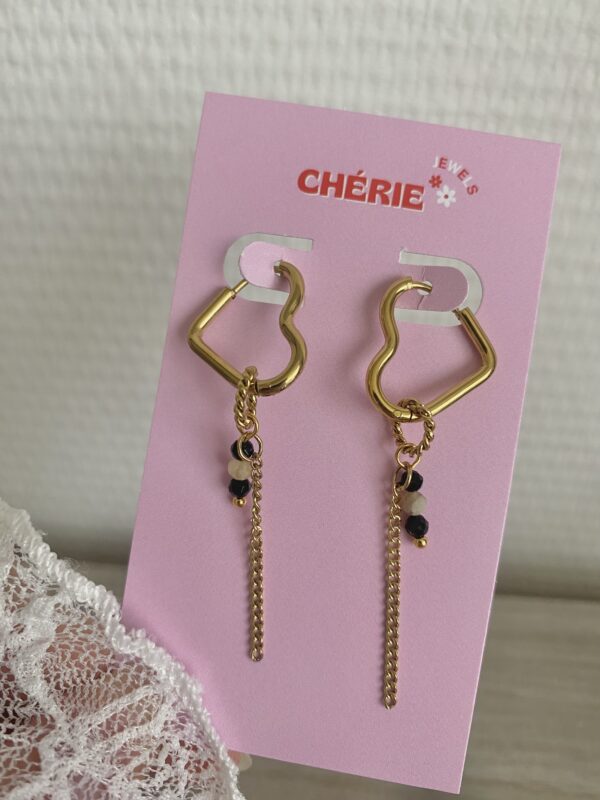 Earrings 'Hearts and beads'