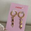 Earrings 'Triple pink hearts'