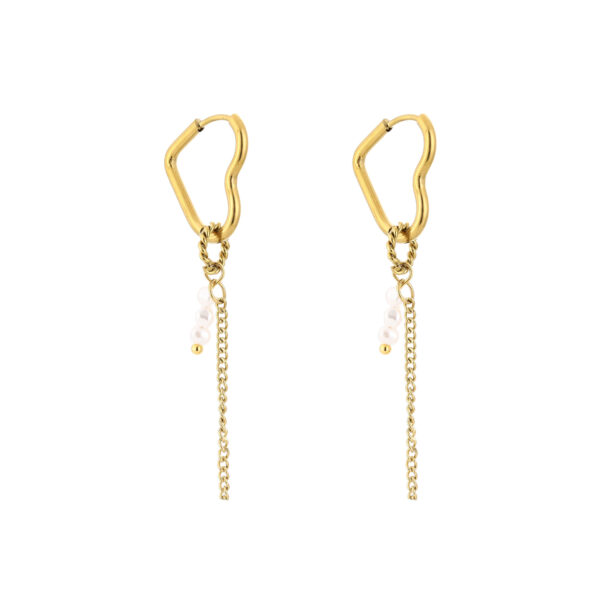 Earrings 'Hearts and beads white'