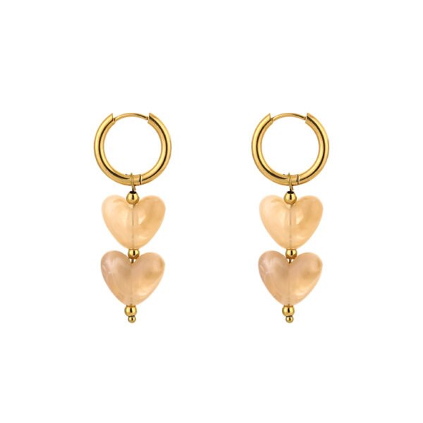 Earrings 'Duo hearts beige'