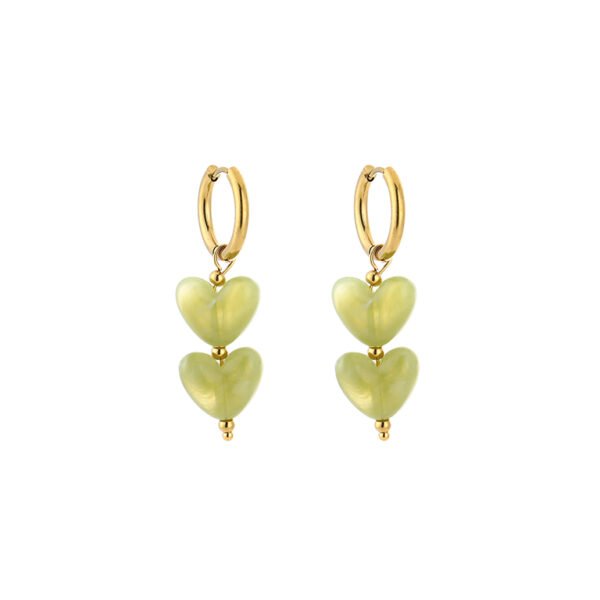 Earrings 'Duo hearts green'