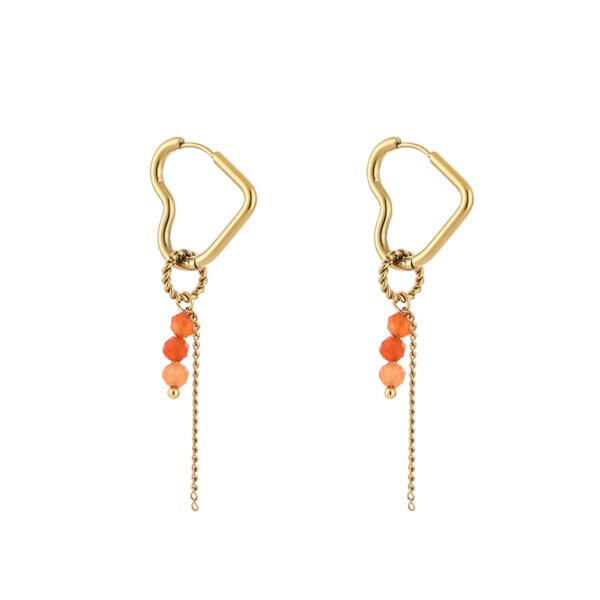 Earrings 'Hearts and beads orange'