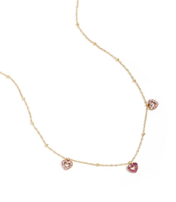 Necklace 'Pink shining hearts'