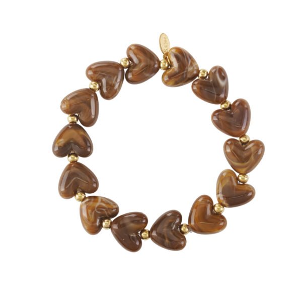 Bracelet 'Brown heart beads'
