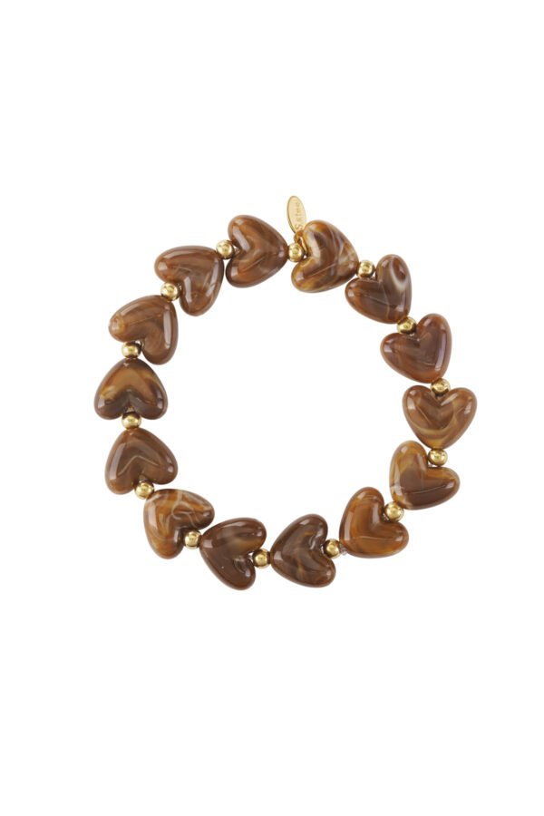 Bracelet 'Brown heart beads'