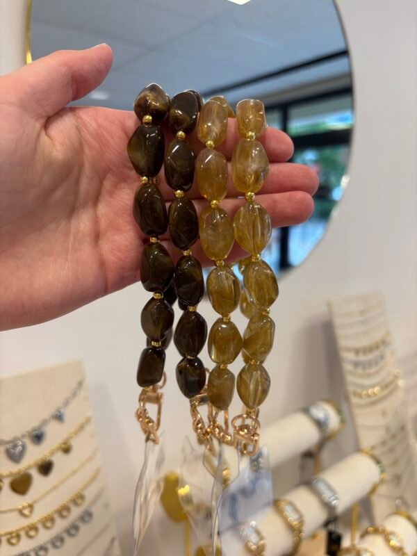 Telefoonkoord 'Dark brown stones'