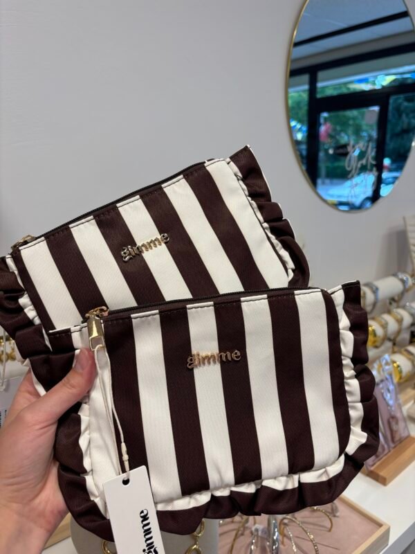 Make-up tasje 'Stripes with ruffle'