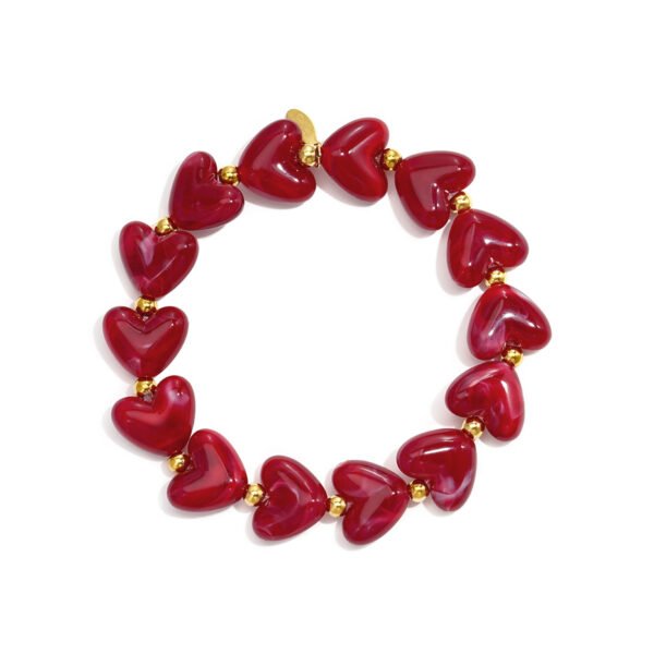 Bracelet 'Bordeaux heart beads'