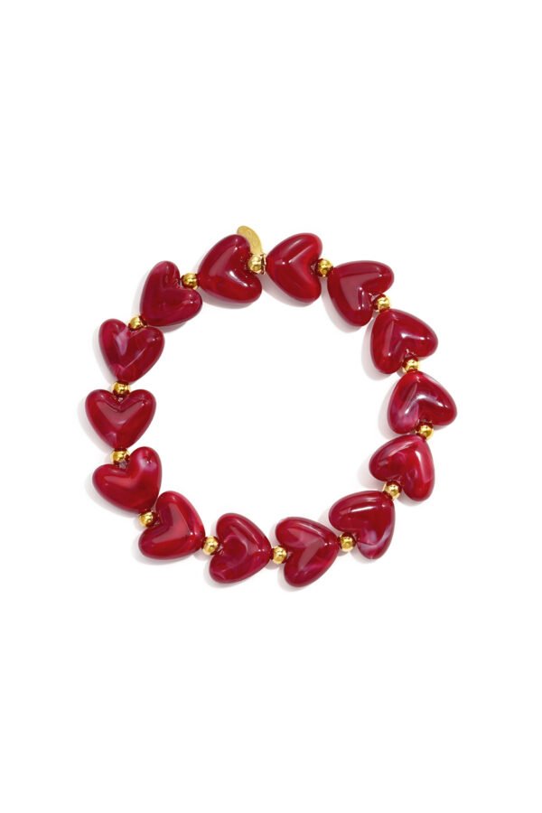 Bracelet 'Bordeaux heart beads'