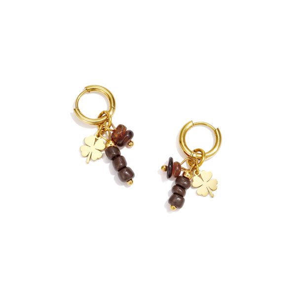 Earrings 'Brown mix clover'