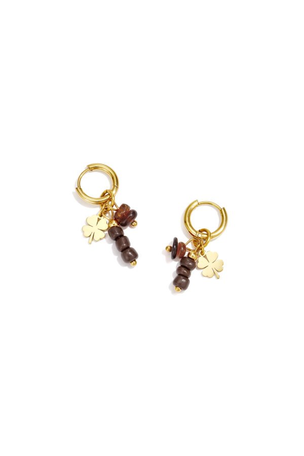 Earrings 'Brown mix clover'